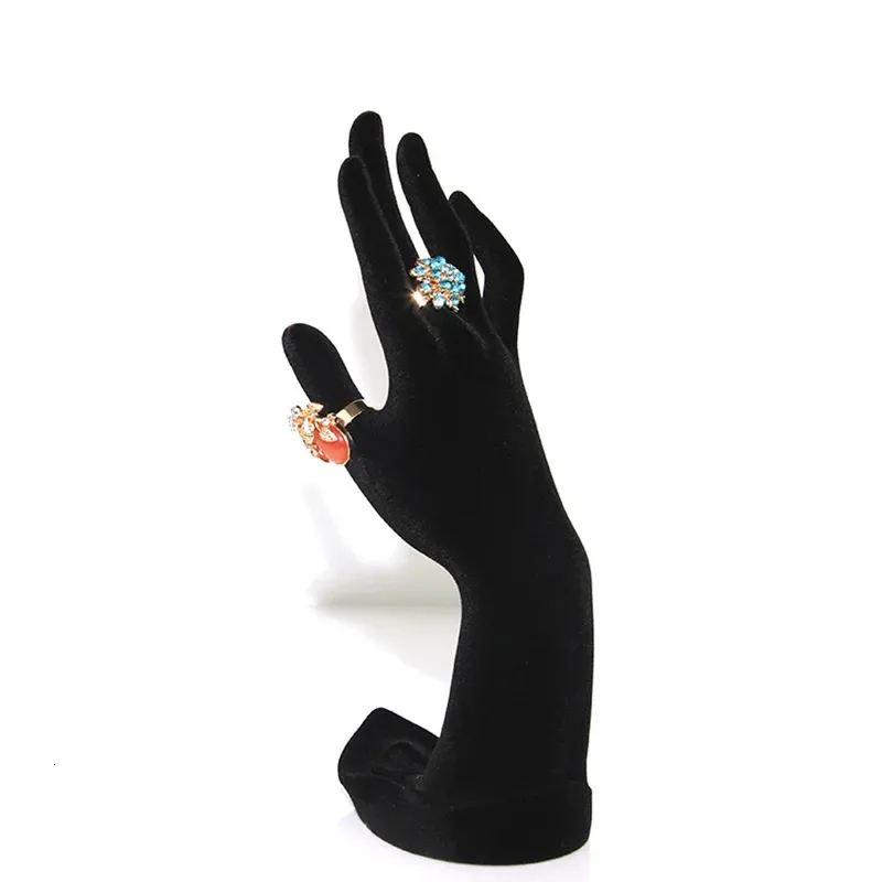 Sieradenstandaard voor armbanden en horloges, 23,5 cm x 7 cm x 13,5 cm, zwart, fluweel-look