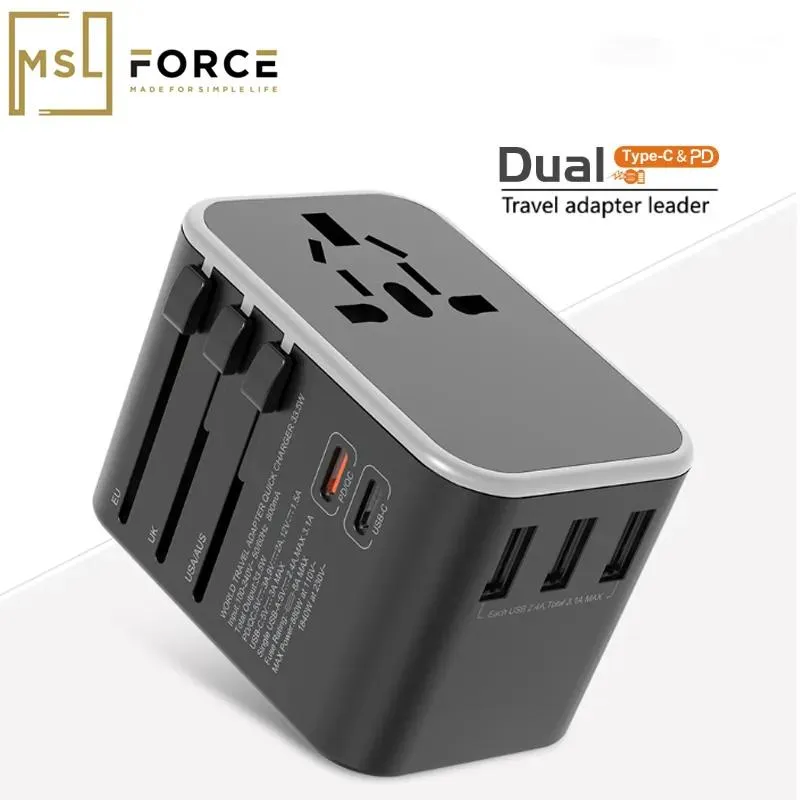 Adapter Dual Type C PD QC USB All In One Charger Adapter For Travel With EU US UK AU Plug Universal Travel Power Sockets