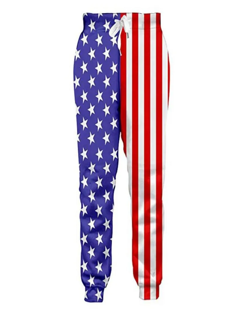 Hip Hop Cool Track Pants Bandeira Americana Menwomen039s Sweatpants Engraçado Moda Star Stripes Joggers Calças Esportivas com Drawstr2087920