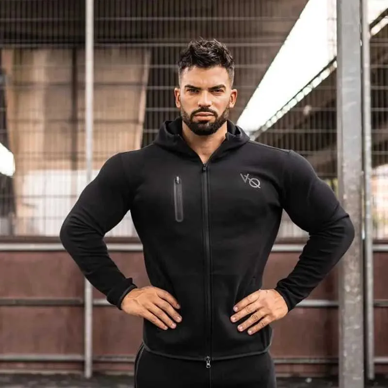 Erkek Hoodies Sweatshirts Erkekler hırka fermuarlı hoodie spor spor fitness saf pamuklu basılı ceket koşu eğitim erkek giyim spor giyim j231220