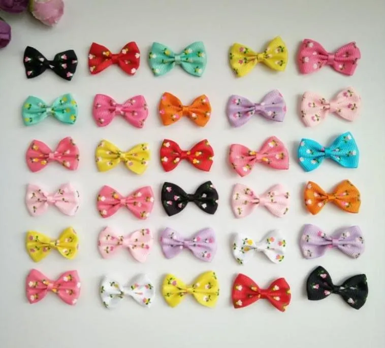 100pcslot 14Inch Print Flower Hair Bows Clips Ribbon Barrettes Hair Pins For Baby Girls Teens Toddlers Kids40215414160123