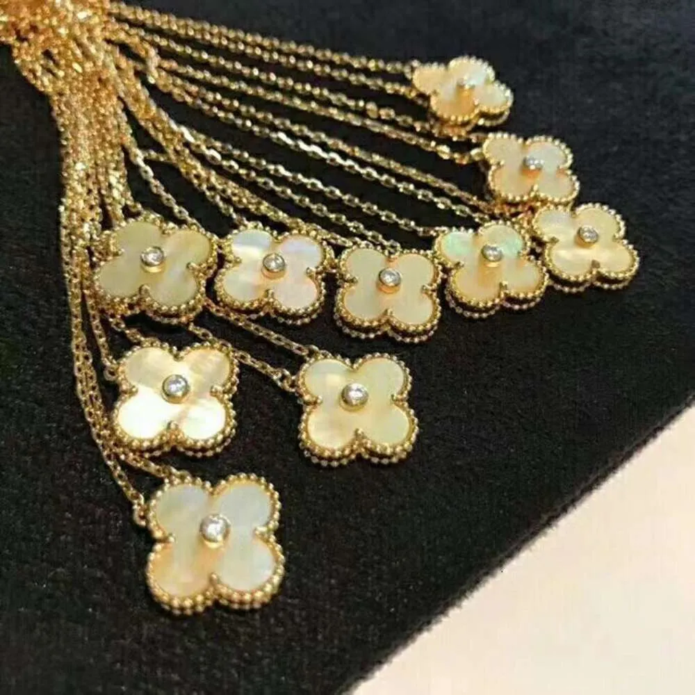 VANTY CLEEFTY High End Clover Necklace for Women Gold Plated 18k Rose Gold Unique Design Gold Beimu Jade Marrow Fashionable och