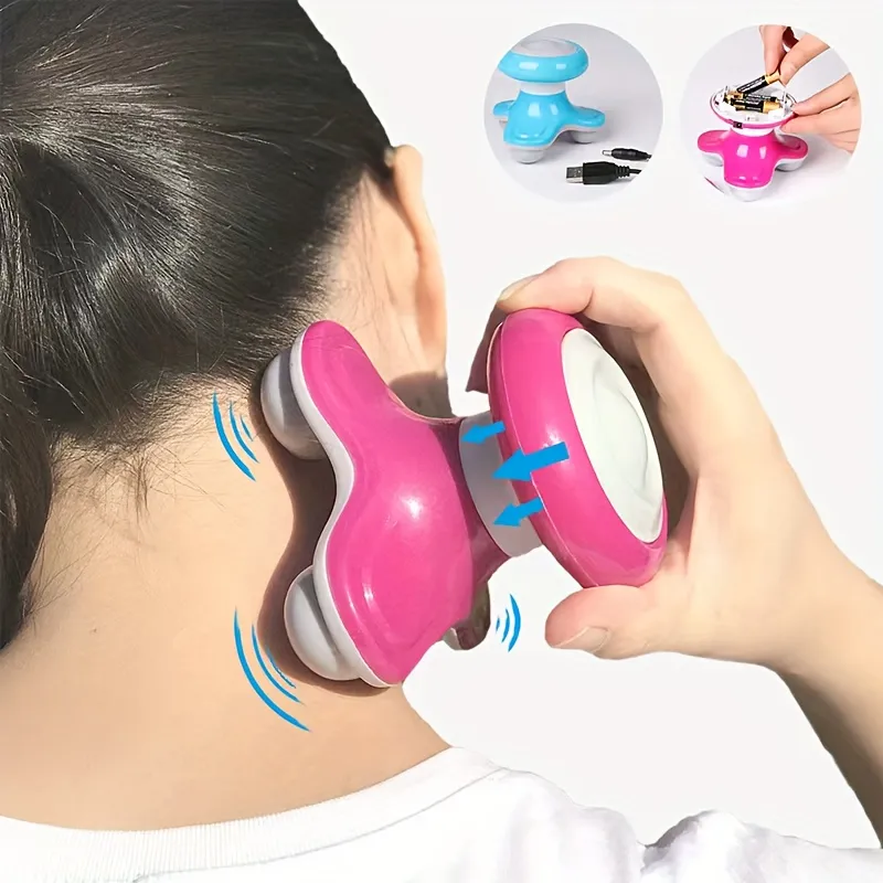 1pc Mini Portable Full Relaxation Massage, Wave Vibrating USB Battery Electric Handle Massager
