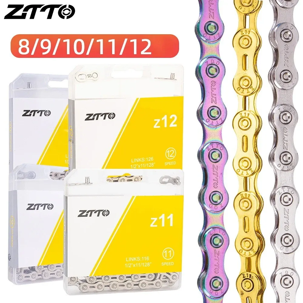 ZTTO Bicycle Chain Ultralight 116L 8 9 10 11 12 Speed ​​Silver Bike voor MTB Road Variable Cycling 231221
