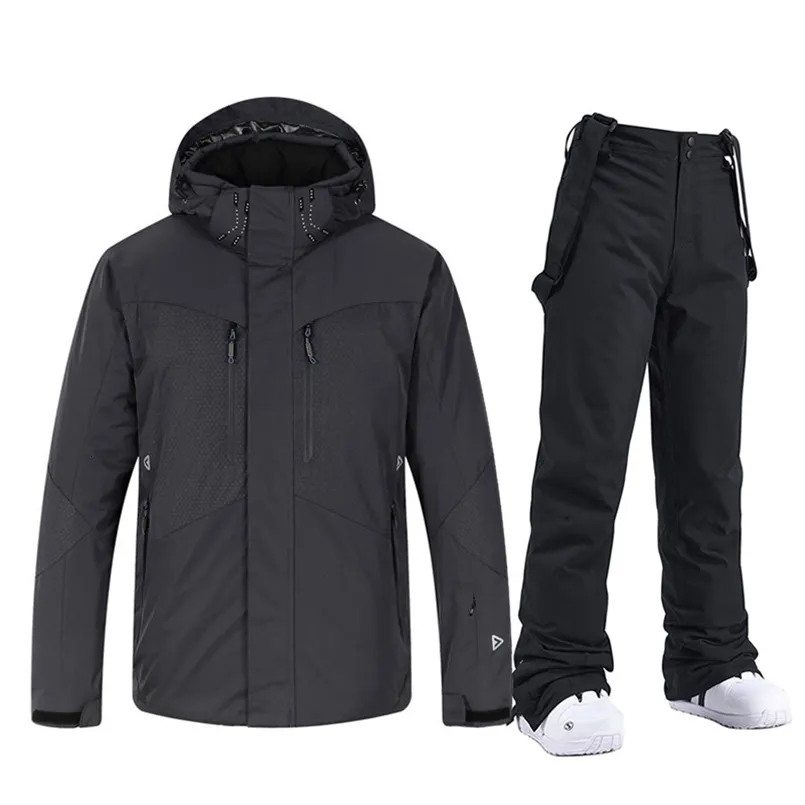 Terno de esqui de inverno masculino, jaqueta de snowboard de alta qualidade e calças largas, super quente, à prova d'água, corta-vento ao ar livre, roupas de snowmobile 231220