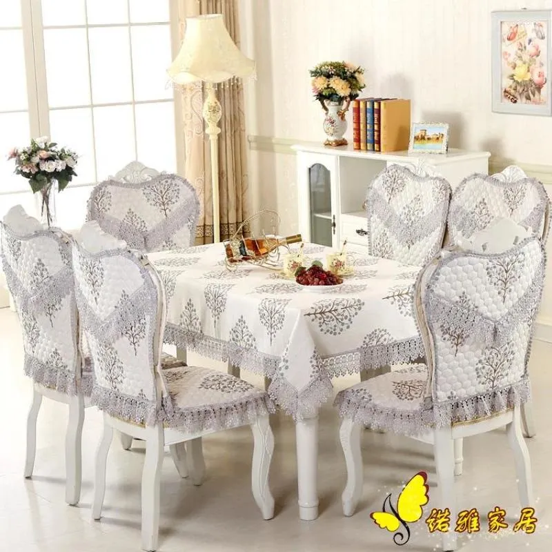 Nappe de Table pastorale, housses de chaises carrées, coussins pour Tables et chaises, ensemble rond en dentelle