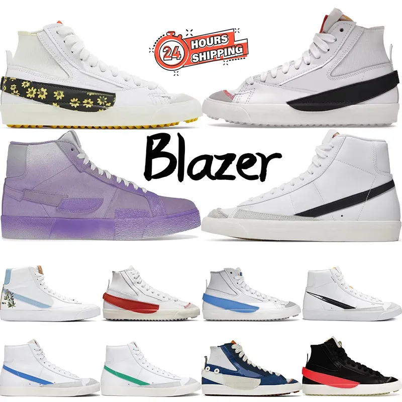Blazer Mid 77 White White Black Disual Shoes for Men Women Blazers Jumbo Indigo Celetine Blue Optic أصفر مسطح مدربون أحذية رياضية حجم 36-45