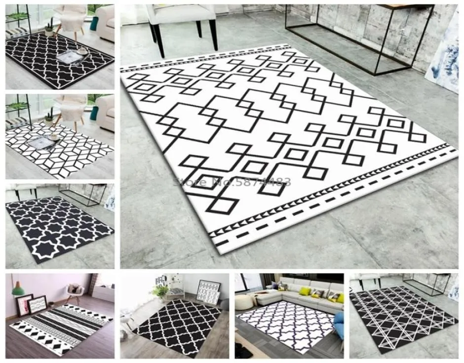 Nordic geometryczne dywany drukowane dywany nowoczesne stoliki do kawy sypialnia salon nonslip tapete nowoczesne domowe dekoracje podłogowe Mats9434743