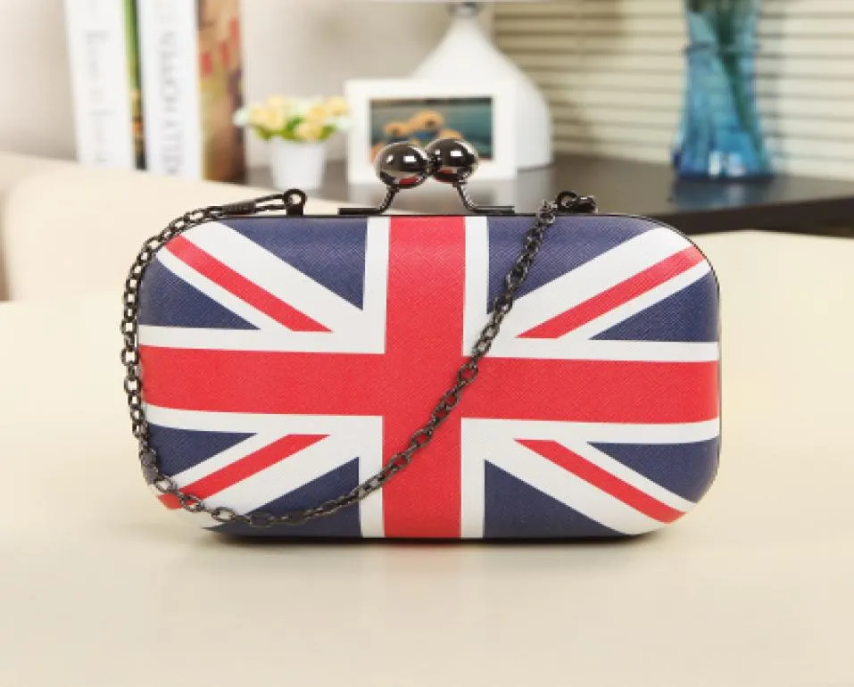 New Women Evening Bags Fashion Union Jack Day Clutch British Flap
