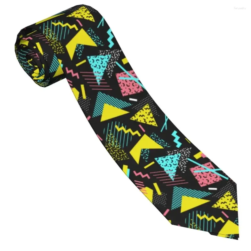 Bow bağları retro soyut moda 80 90s tarzı kravatlar erkekler sıska polyester 8 cm genişliğinde boyun aksesuarlar ofis