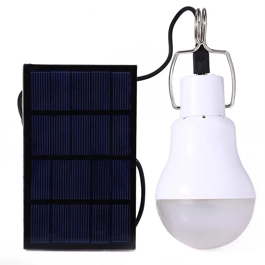 High Power Solar Lamps 5V LED -glödlampa 15W 130lm Portabelt utomhusläger Tält Nattfiske Hängande ljusladdad Energiled Lamp33i