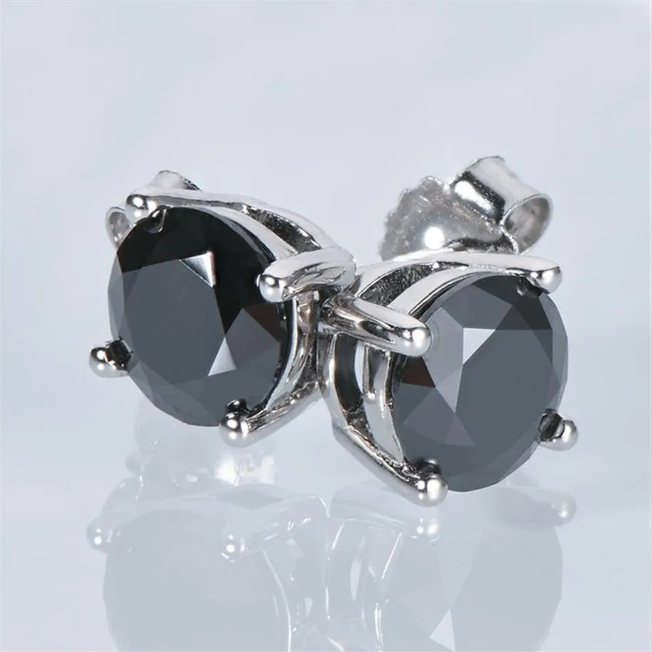 Stud IOGOU Orecchini a bottone neri per uomo Donna D Colore 6 5mm Orecchini con diamanti solitari Solidi gioielli in argento sterling 925 230208266t