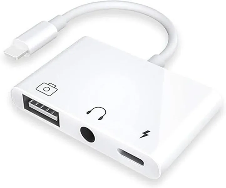 Adapter aparatu USB 3, 3 w 1 adapter OTG USB z ładowaniem i rozdzielacz gniazda słuchawkowego 3,5 mm dla I-Phone/I-Pad, obsługa dysku flash USB, klawiatura MIDI