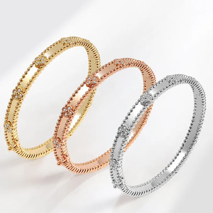Bracelet kaléidoscope bracelet à quatre feuilles bracelet haut édition féminine 18k rose rose large édition étroite bracelet plein de diamants et d'étoiles bijoux de luxe