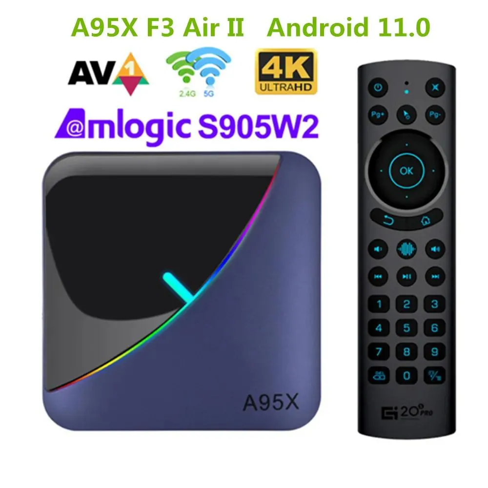 Box Android 11 A95X F3 Air II TV Box Amlogic S905W2 RGB BT5.0 TVBox 2.4G 5G WiFi 4K HDR Media Player set top box pk tx3 mini plus