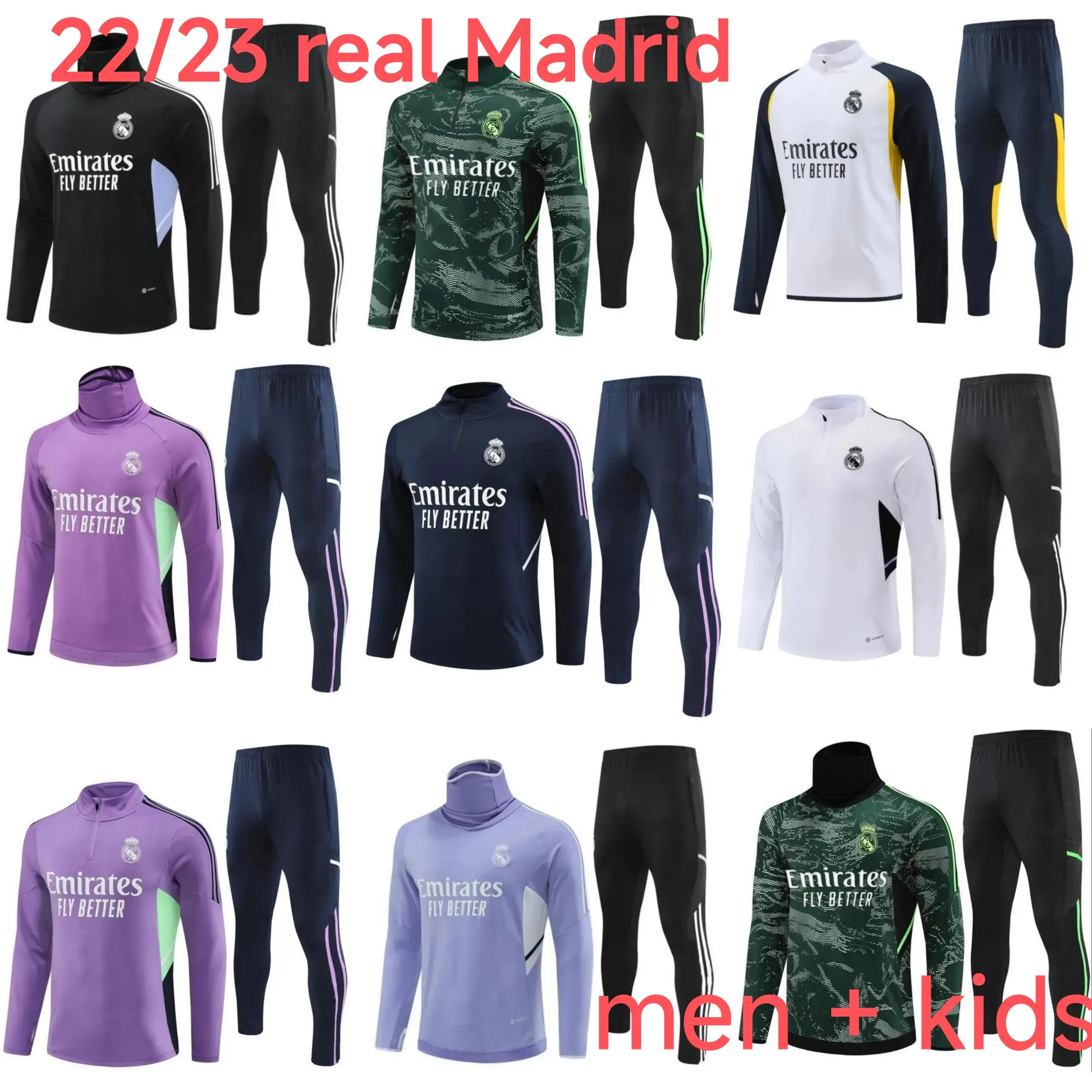 22 23 Madrids Tracksuit Set Training Suit 22/23 Men and Kids Football Jacket Chandal Futbol Survetement