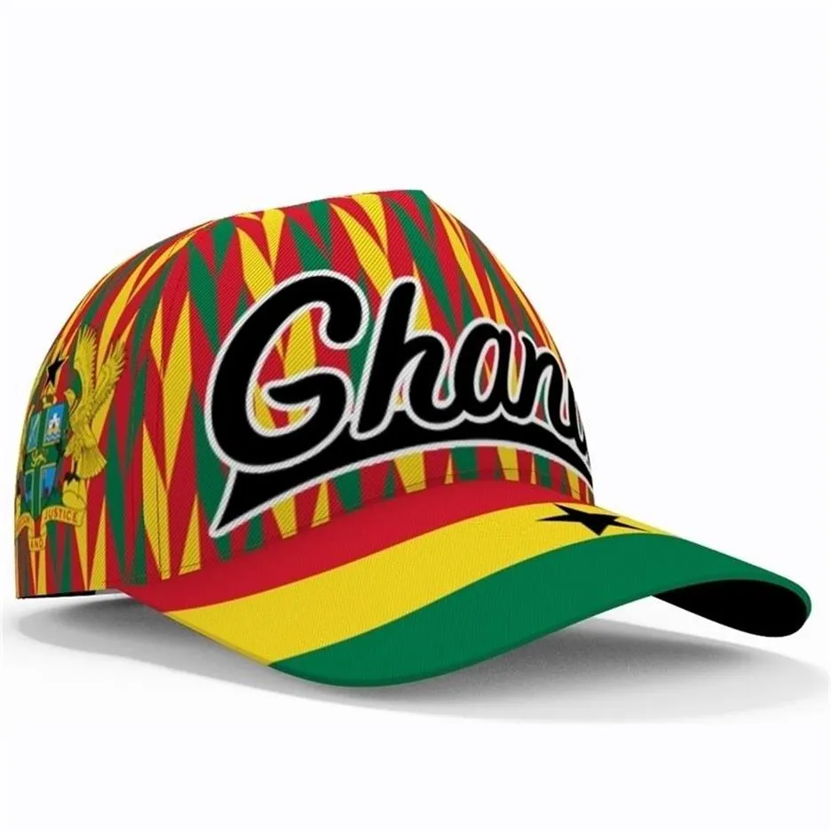 Gorras de béisbol Gorra de béisbol de Ghana Nombre personalizado Juego de equipo Gh Sombreros con pico Gha País Viaje República Nación Bandera Ghana Headg222E