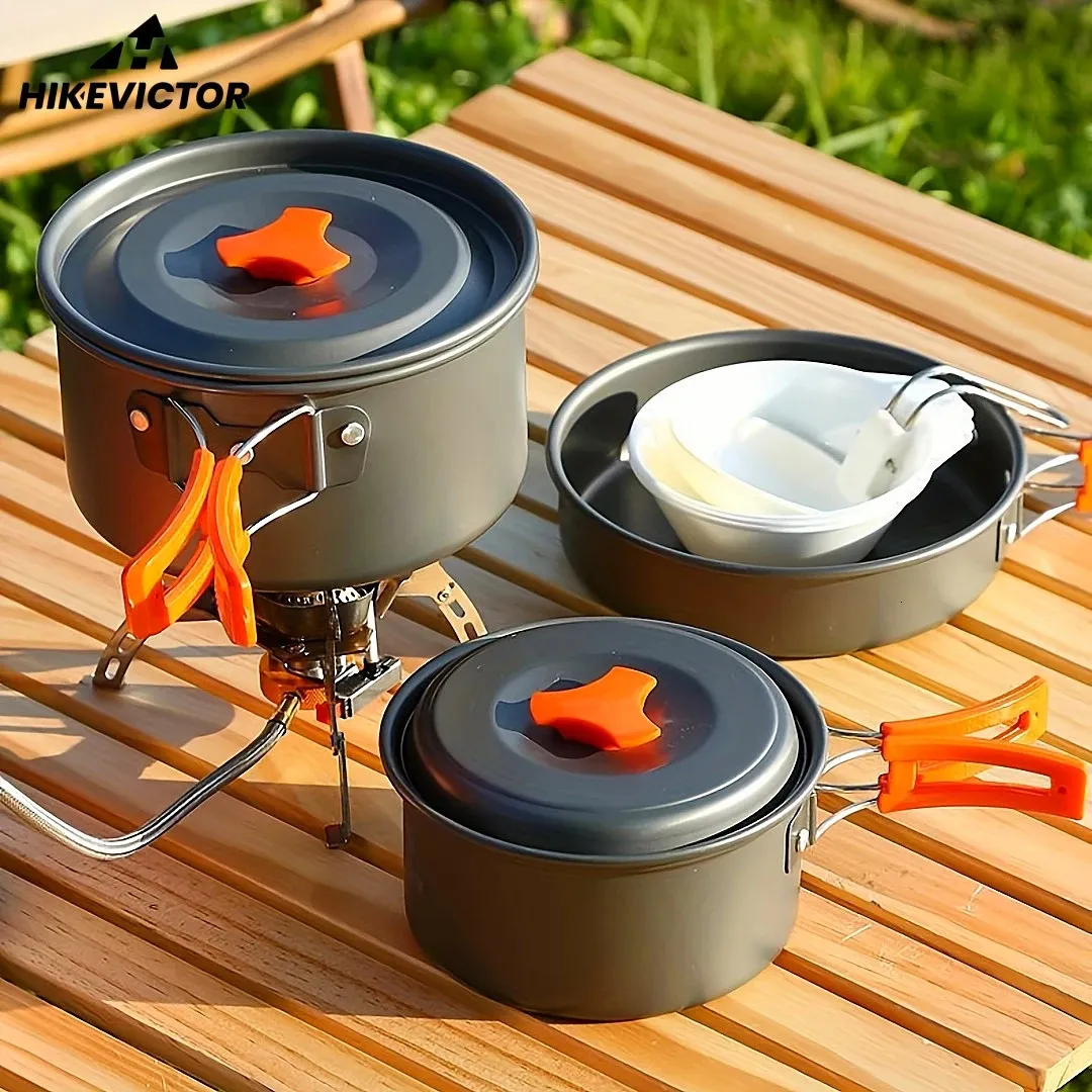 Portable Aluminum Camping Cookware Set for Outdoor Cooking and Picnics Lightweight Tableware Kit for Hiking and BBQ