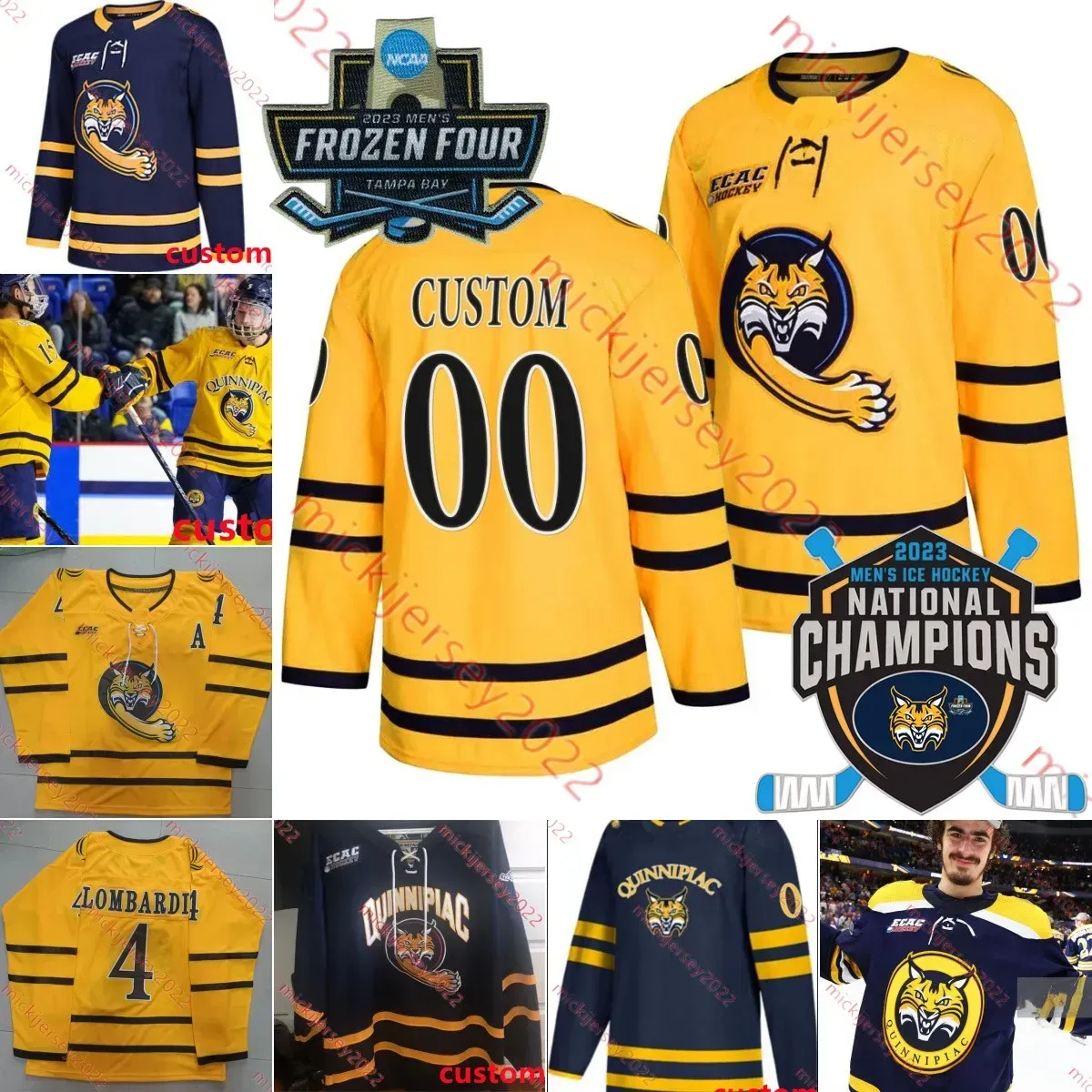 Zach Metsa Matthew Peca Quinnipiac Hockey 2023 National Champions Jersey Skyler Brind`Amour Alex Power Timothy Heinke Chase Priskie Quinnipiac Bobcats Jerseys