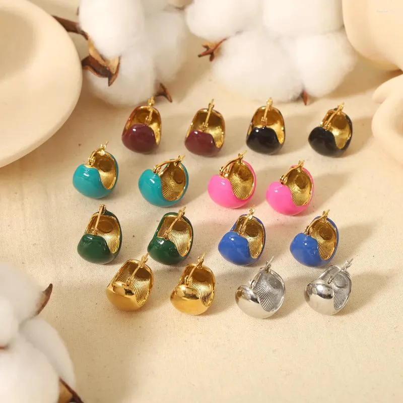 Hoop Earrings Vintage Drip Glaze Color Enamel Round Hollow Stereoscopic Ball For Women Party Jewelry Pendientes Gifts Wholesale