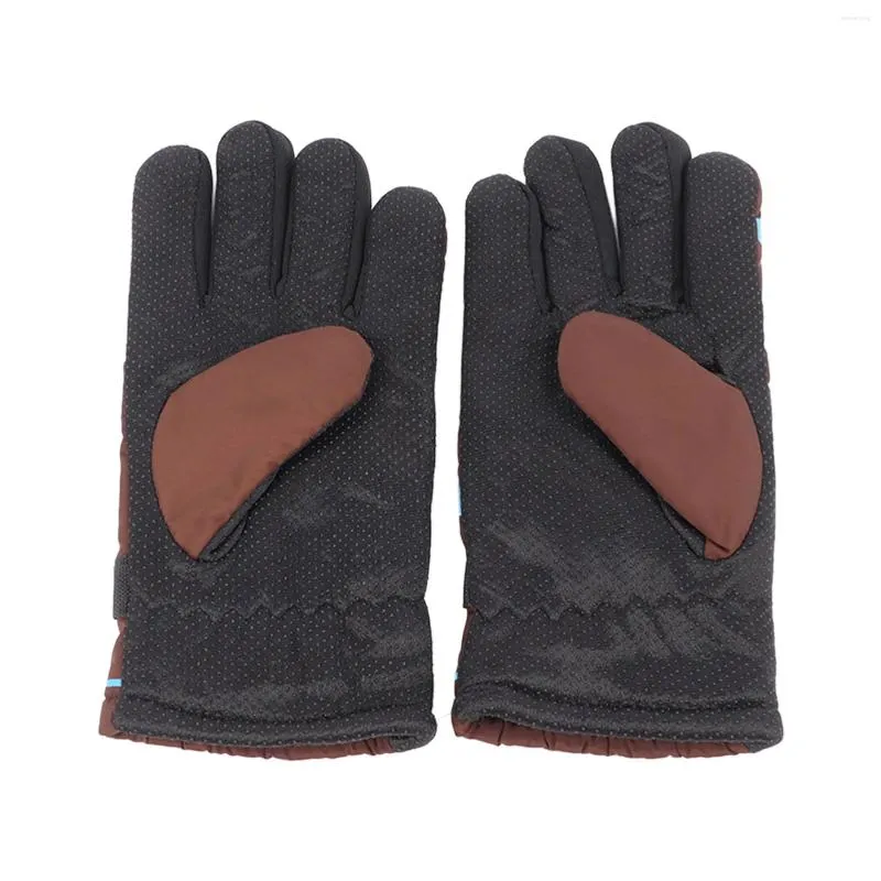 Cycling Gloves Riding Comfortable Grip Windproof Polyester Fiber Blue Brown Fleece Lining For Electric Bikes