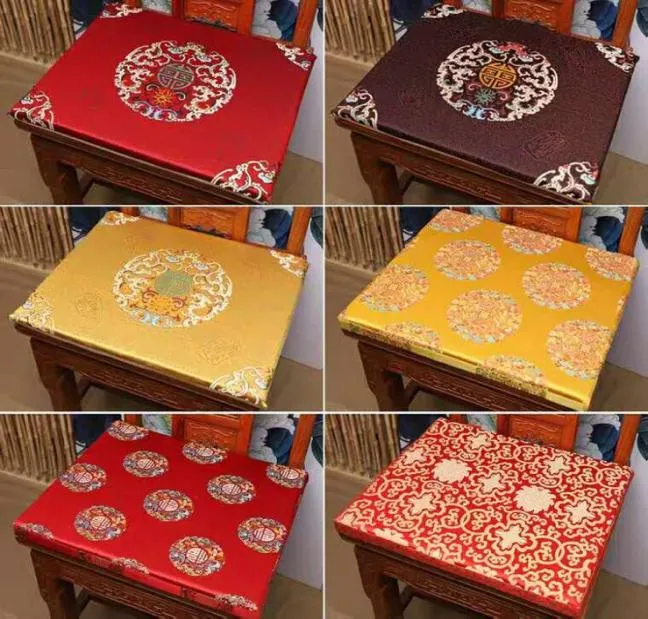 Custini da sala da pranzo da 4 cm personalizzati da 4 cm Custini di sedile Cuscini in stile cinese Broccato di seta di seta jacquard antislip cerniera sit m2224807