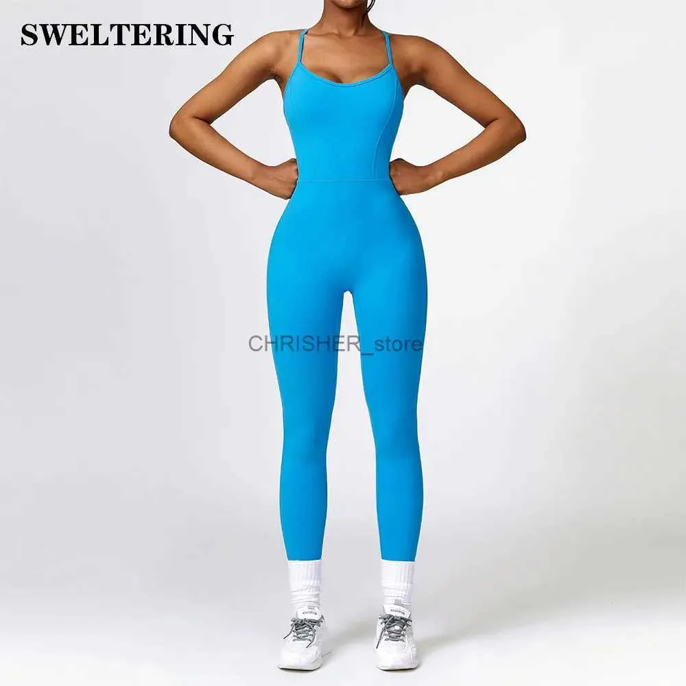 Yoga Outfit de rastreio feminino Yoga Set Suges Salpsuits One Piece Rompers Sportswear Gym Gym Sport Sport Fitness Clothes Mulheres Bodysuitl231221