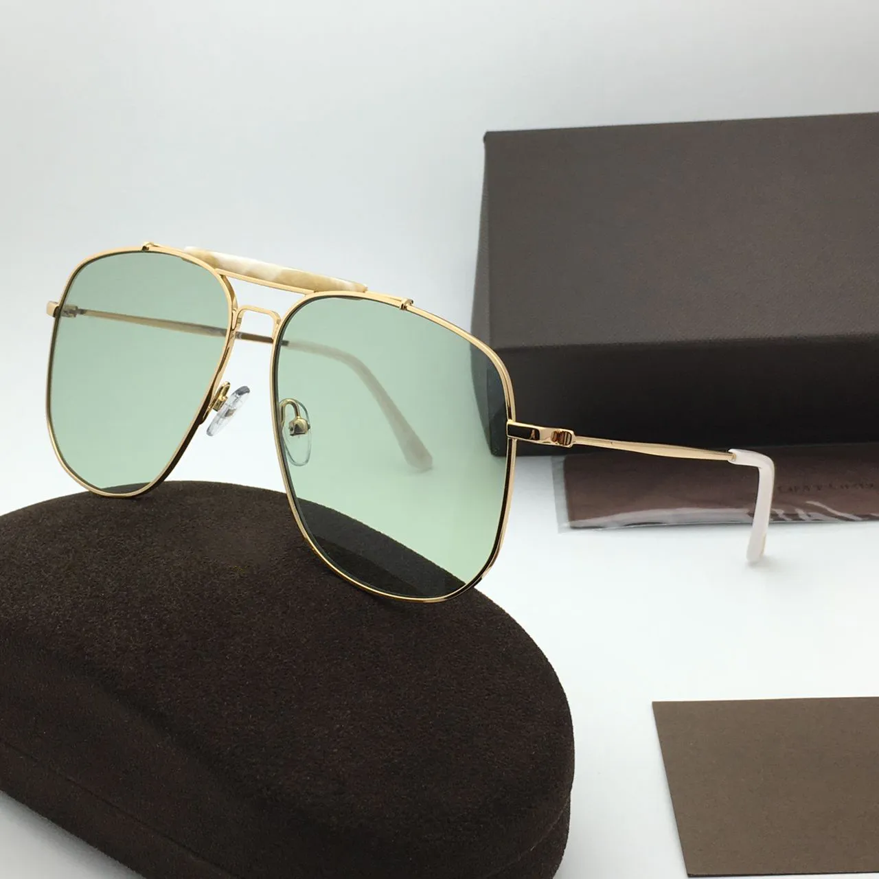 Tom Tf557 Metal Frame Pilot Sunglasses For Women Double Bridge