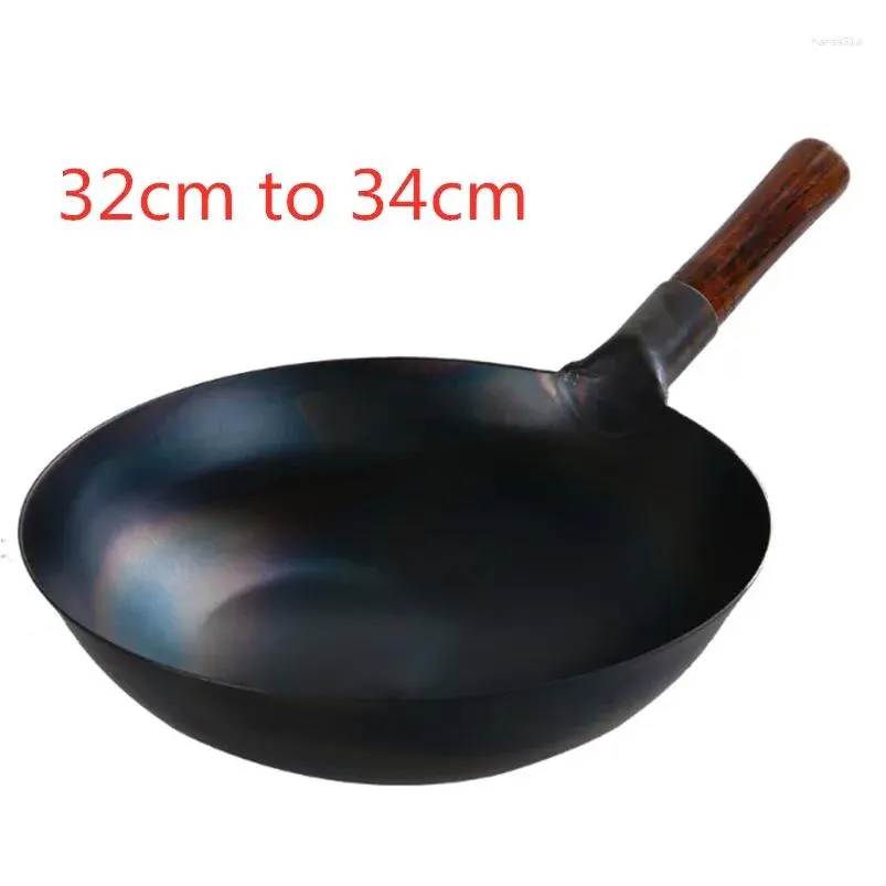 Pans in ghisa wok home manuale non rivestito padella antiaderente rotonda induction cooker a gas frittura friggere cottura non stick goccia consegna