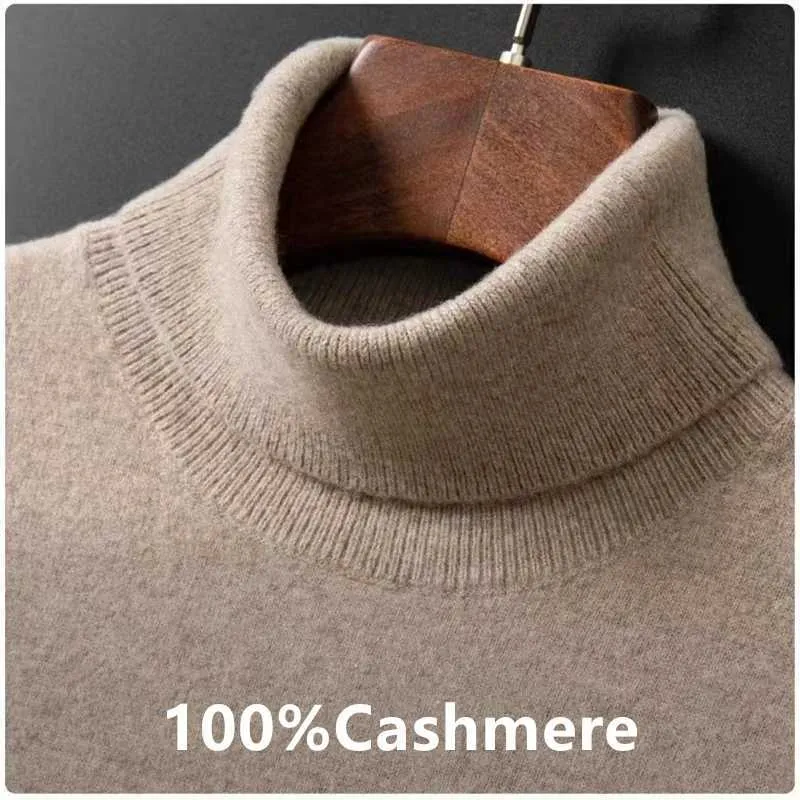 Maglioni maschili 100% Cashmere Turtleneck Men Pallover 2023 Autunno inverno morbido inverno arrotolone jumper jumper jumper tilt homme maglione a maglia Homme J231220