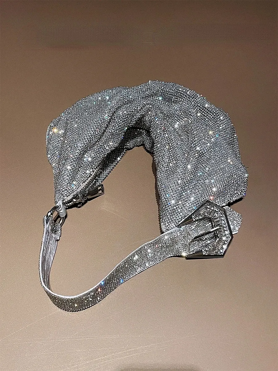 Pochette de soirée scintillante pour femmes, sac à main de styliste coréen avec chaîne en diamant, fourre-tout carré à bandoulière, 231220