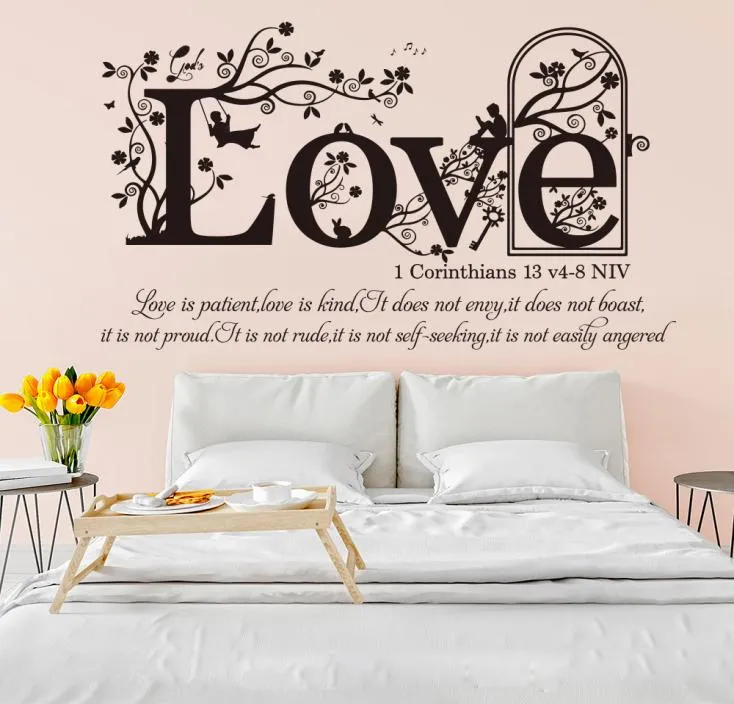 1 Corinthians 13 v 48 NIV Christian Bible Verse Wall Sticker Bedroom Living Room Religion Family Love Quote Wall Decal Vinyl 21034307113