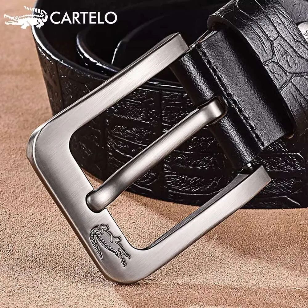 Cadillac Crocodile Boys Head Layer Cowhide Needle Buckle Genuine Leather Business Casual Belt High end Versatile