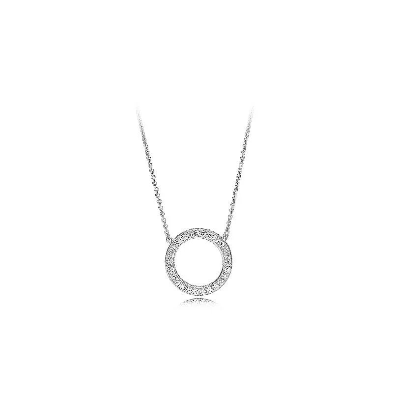 quality necklace diamond round rose gold pendant style crystal necklace women fashion jewelry