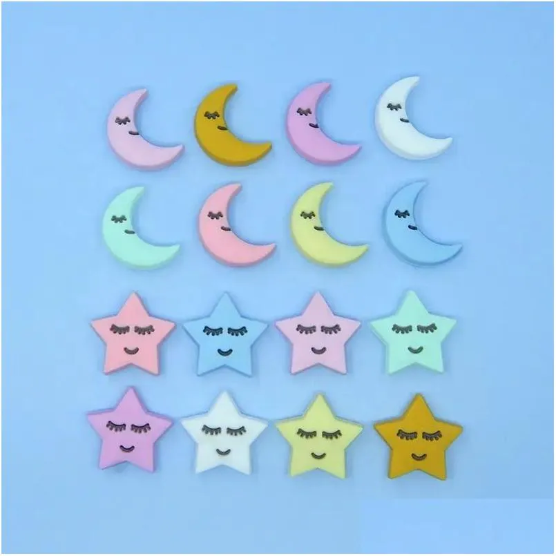 Other Sile Teething Beads Cartoon Moon Star Loose Bead Safe Food Grade Teether For Diy Chewelry Pacifier Nursing Necklace Dr Dhgarden Dhcb4