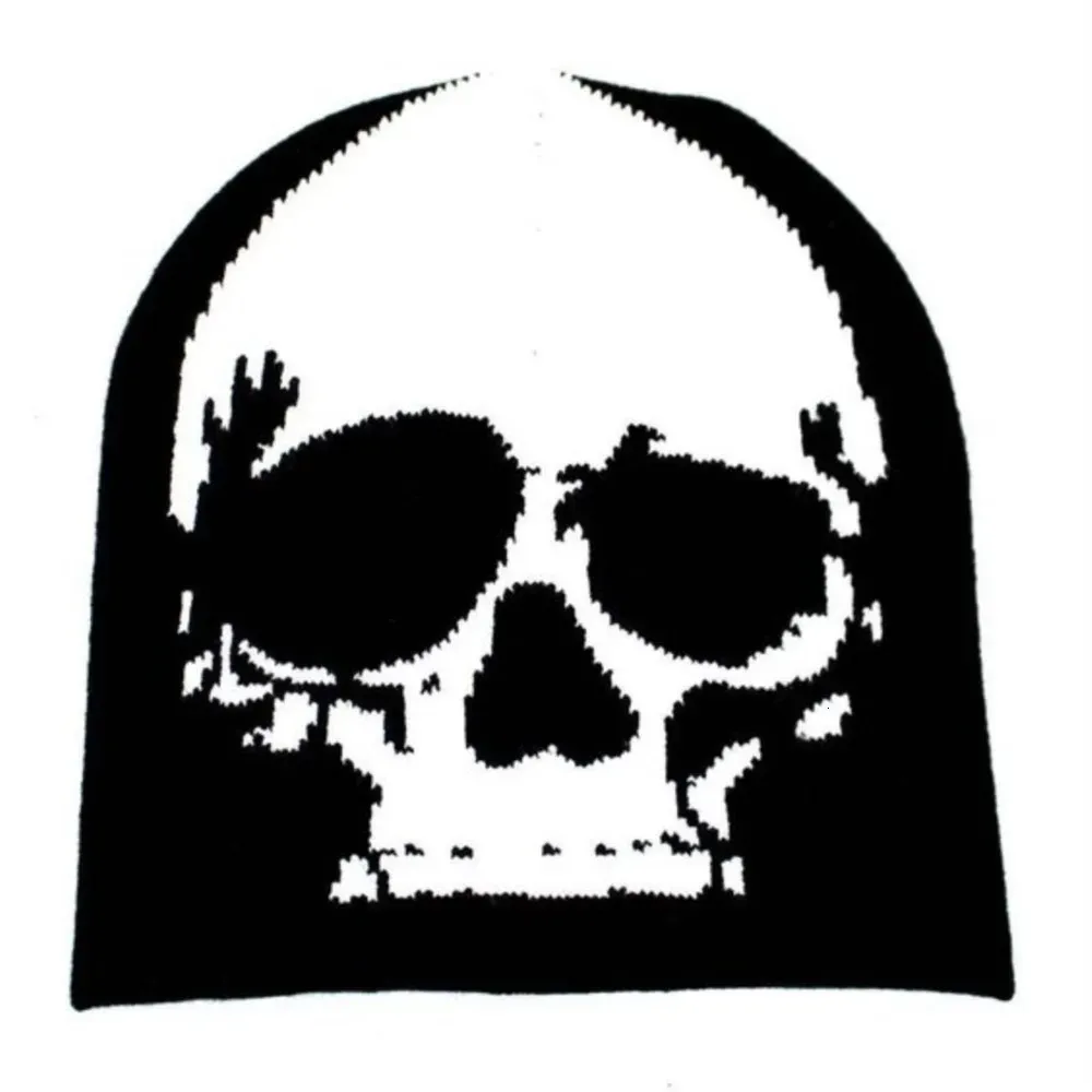 Gothic retro dark skull pattern knitted hat autumn and winter warm cold hat for men shabby hip hop Y2K hat 231220