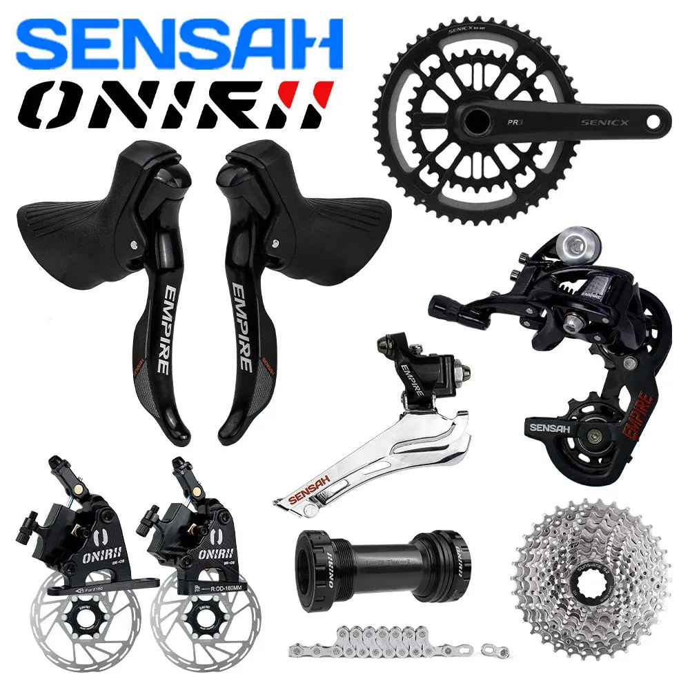 Sensah Empire 2x11Speed ​​Road Bike Groupset avec des freins à disque hydrauliques Crankset 11V Chaîne de cassette de Shifter pour 5800 105 R7000 231221