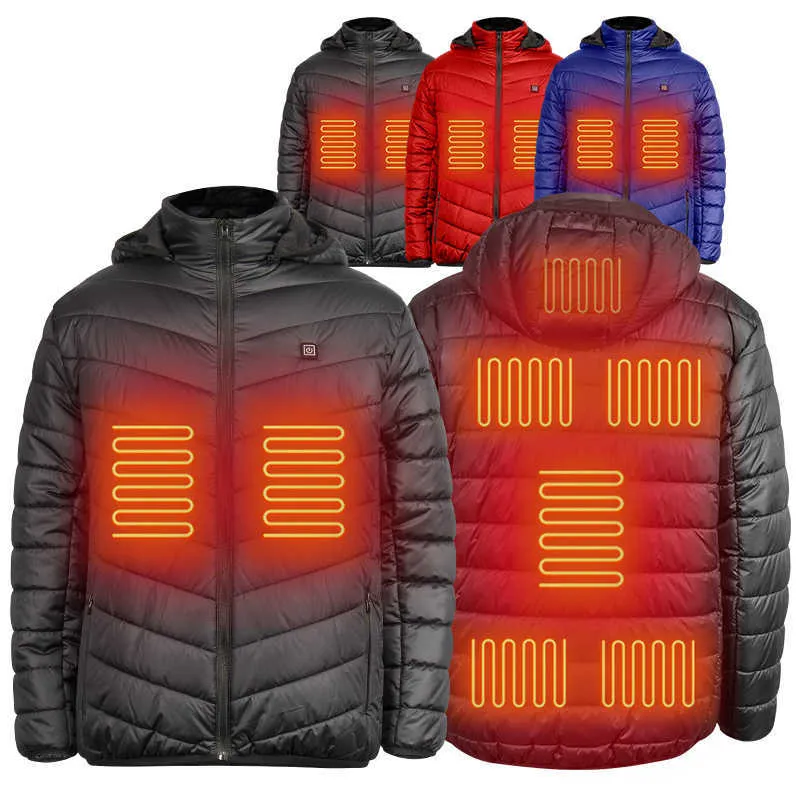 Herrarna ner parkas vinter 8 zoner unisex plus storlek lättvikt elektrisk kläder intelligent håll termisk hoodie pälsbelopp uppvärmd jacka för människan kvinnor pqe3