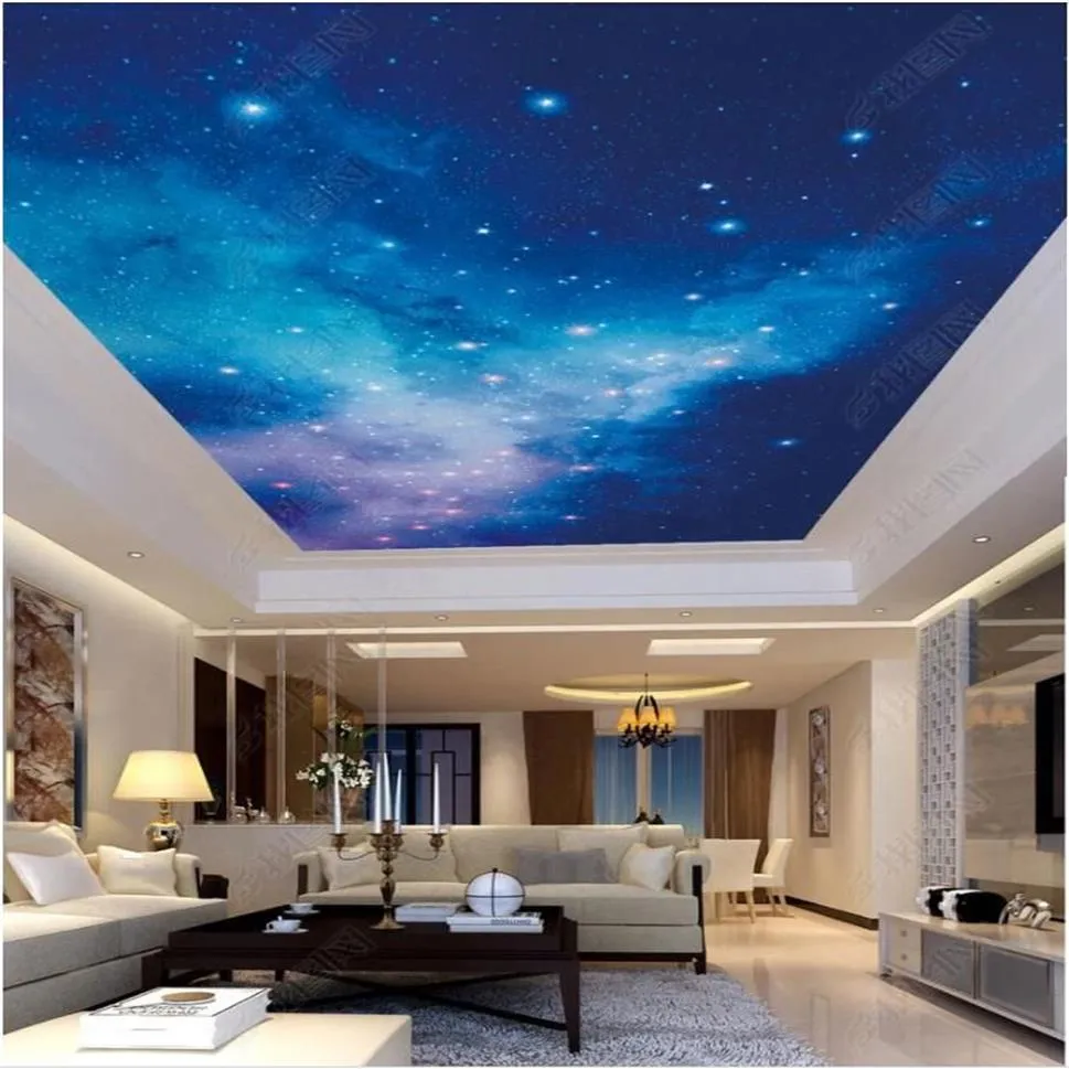 Customized Large 3D po wallpaper 3d ceiling murals wallpaper HD big picture dreamy beautiful star sky zenith ceiling mural deco268o