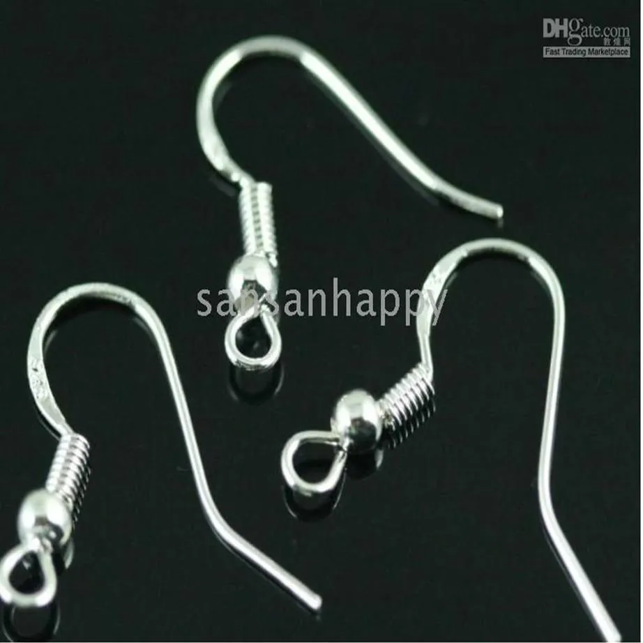 500pcs 925 스털링 실버 귀걸이 발견 된 피쉬 와이어 후크 보석 DIY 15mm FISH HOOT FOK COIL EAR WIRE192K