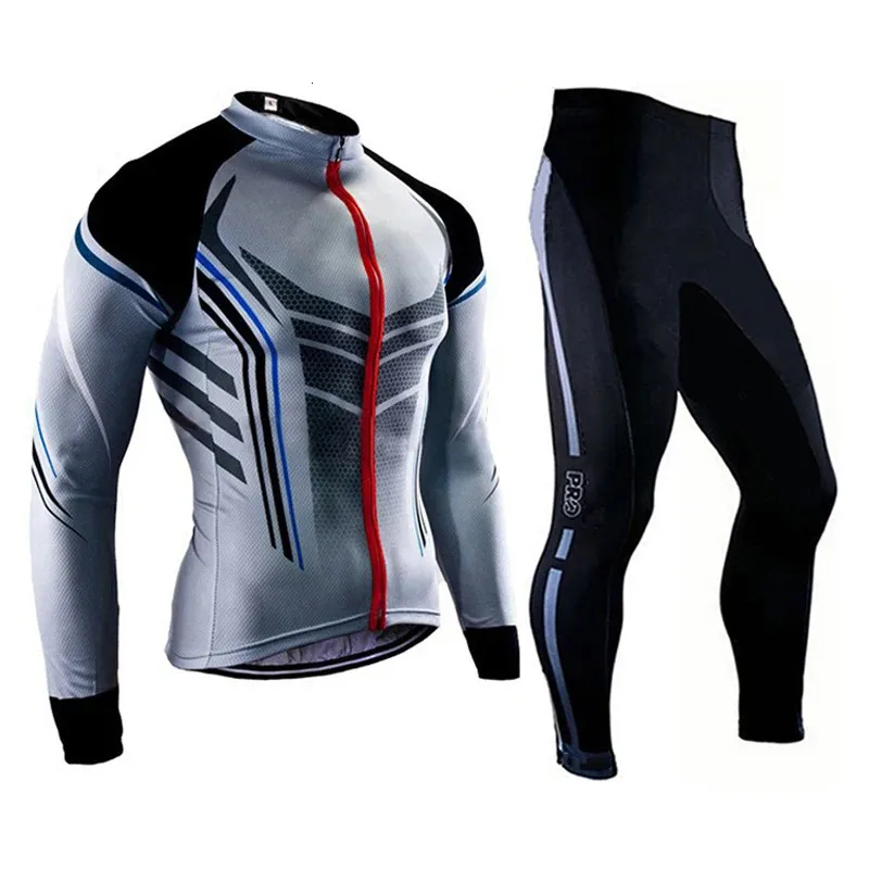 Maillot de cyclisme à manches longues, pantalon et chemise de vélo de route pour hommes, noir et gris, vêtements de vélo, 231221