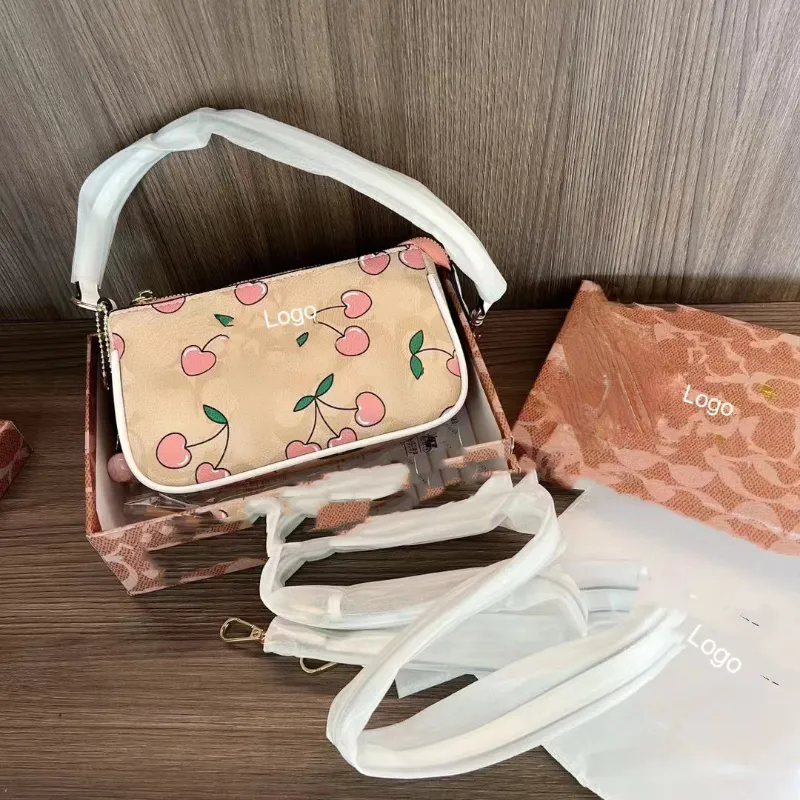 Bolsa de axala de estampado de cereza de moda para bolsos para el hombro del diseñador de mujer