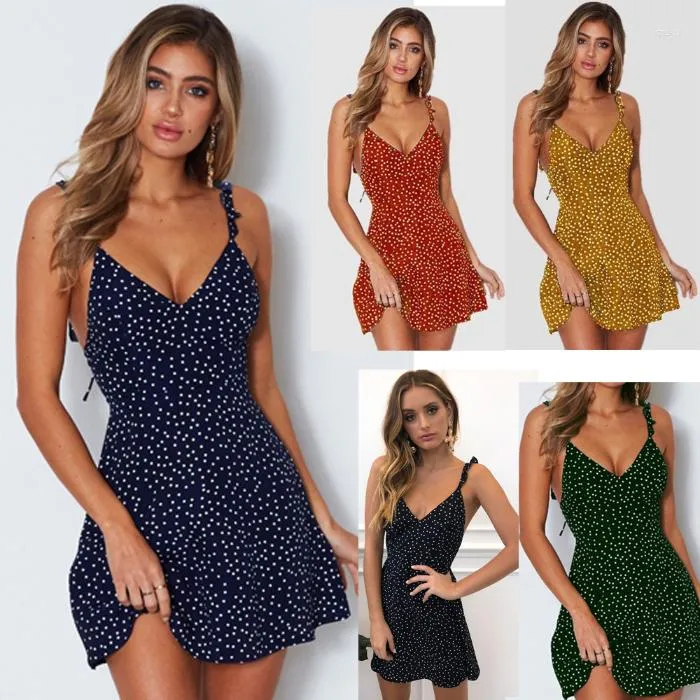 Vestidos casuais desejam moda -vestido de cadarço de costas para trás