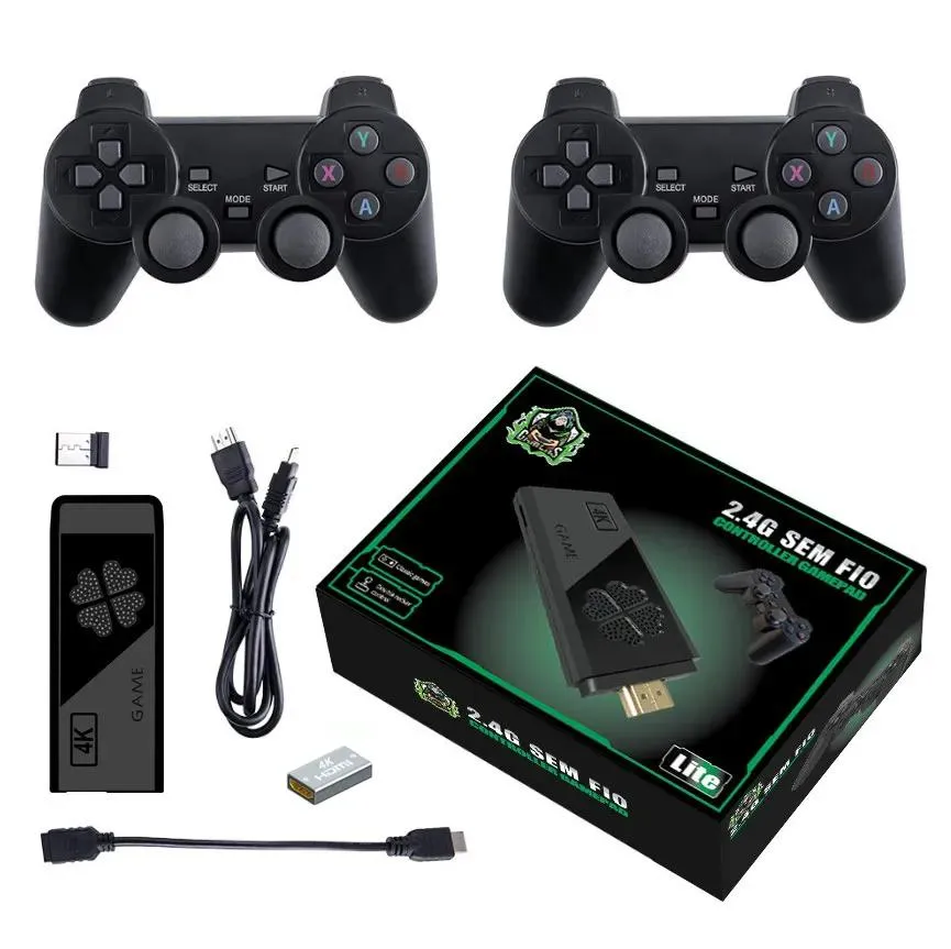 Gracze M8II M8 TV Console gier wideo 2.4G Podwójne bezprzewodowe kontroler gier Stick 4K 13000 Games 64 GB z joysticksem dla PS1/GBA Drop