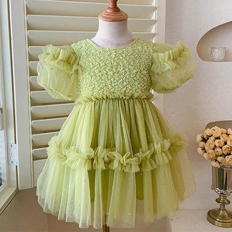 Kız Elbiseler Kız Dantel Elbise Prenses Parti Doğum Günü Çocuklar İçin Çocuklar Giysileri Balo Gown 3 Renk 2-7y