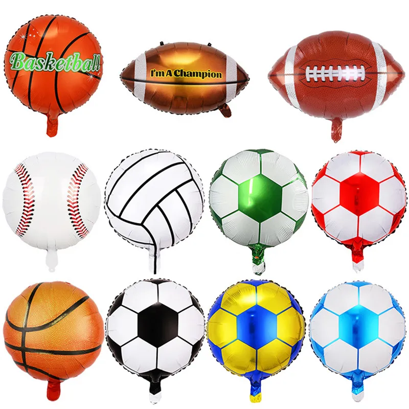 Ballon de football thème Super Bowl 18 pouces, ballon de basket-ball, ballon de sport en film d'aluminium, décoration d'articles de sport de Baseball