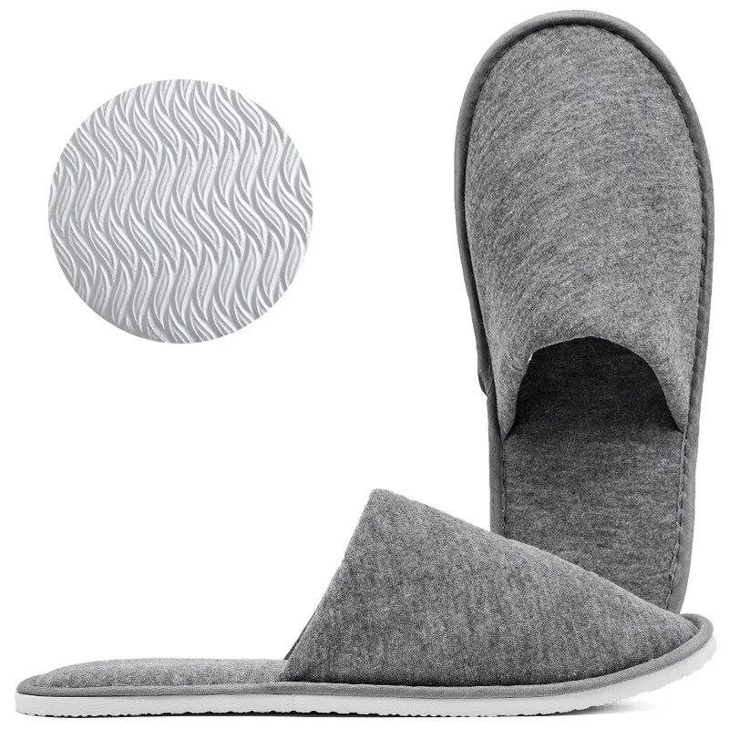 Classic Fashion Cotton Lool Mulheres Indoor com Bolsa de Armazenamento Viagem Convidado Hotel suave Respirável confortável Spa portátil Solid Slippers-15