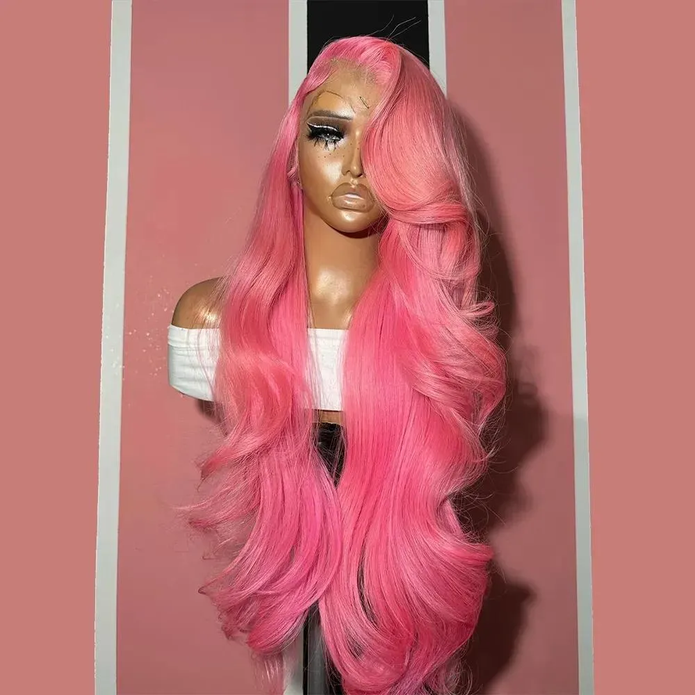 Peruki Różowe koronkowe peruki ludzkie włosy 13x4 HD koronkowa peruka czołowa Brazylijska 613 Kolorowa fala ciała syntetyczne koronkowe peruki dla kobiet cospla
