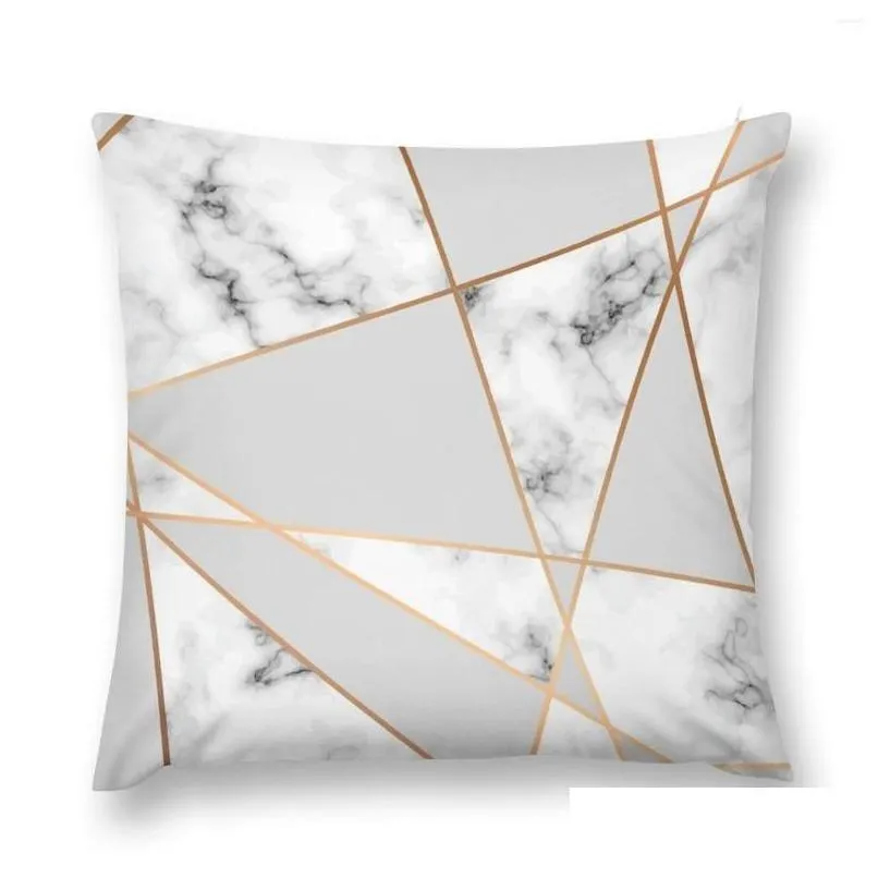 Cushion/Decorative Pillow Pillow Copper Smokey Marble Geo Throw Er For Sofa Decorative Ers Drop Delivery Home Garden Home Textiles Dhbfq