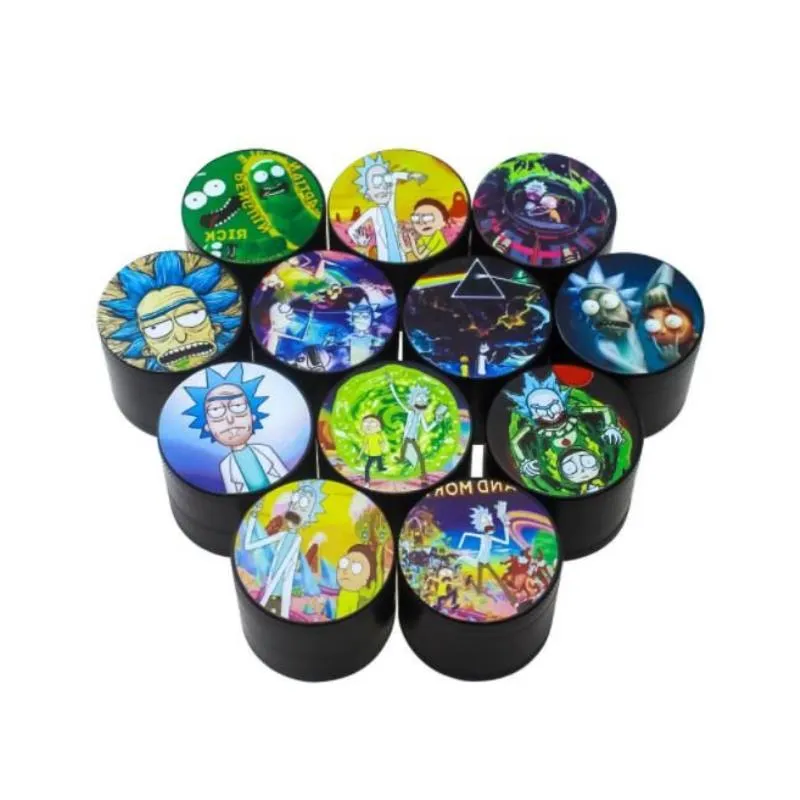 Molilla negra de dibujos animados 40 mm de tabaco cortador de 4 capas critera de hierbas coloridas manos de aleación de zinc accesorios de humo qvogd